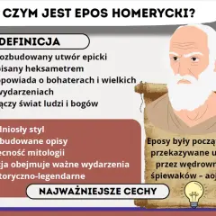 Heksametr co to? Eposy to rozbudowane utwory epickie, pisane podniosłym stylem, opowiadające o bohaterach i ważnych wydarzeniach. Łączą świat ludzi i bogów.