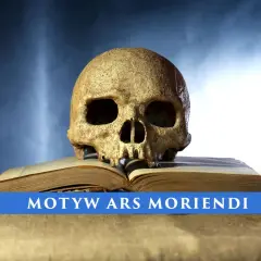 Czaszka na otwartej księdze, symbolizująca motyw ars bene moriendi – sztukę dobrego umierania.