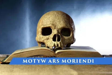 Czaszka na otwartej księdze, symbolizująca motyw ars bene moriendi – sztukę dobrego umierania.