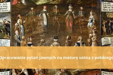 Obraz przedstawia makabryczny motyw tańca śmierci, gdzie szkielety wiodą do tańca ludzi ze wszystkich stanów.