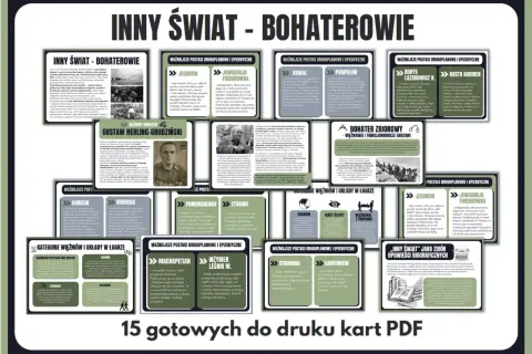 Inny świat bohaterowie: portret Gustawa Herlinga-Grudzińskiego i innych postaci z jego wspomnień.