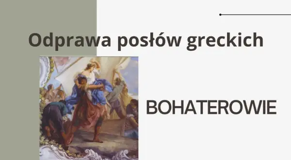 Odprawa posłów greckich" - scena z obrazu przedstawiająca bohaterów w dramatycznym momencie.