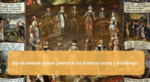 Obraz przedstawia makabryczny motyw tańca śmierci, gdzie szkielety wiodą do tańca ludzi ze wszystkich stanów.
