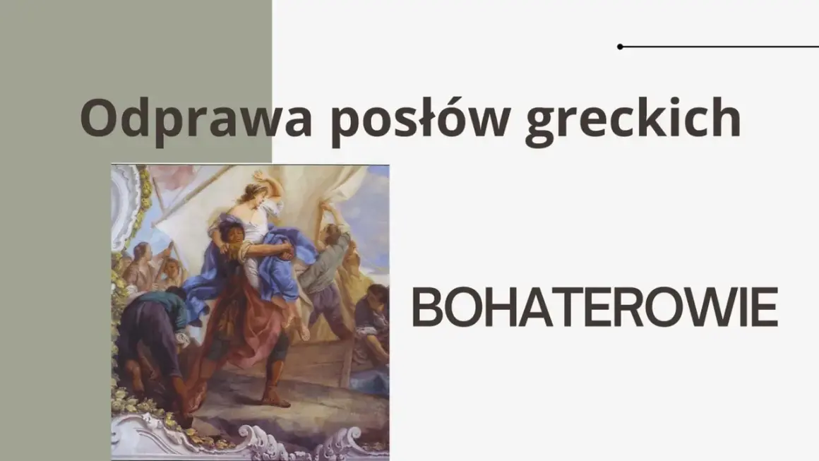 Odprawa posłów greckich" - scena z obrazu przedstawiająca bohaterów w dramatycznym momencie.