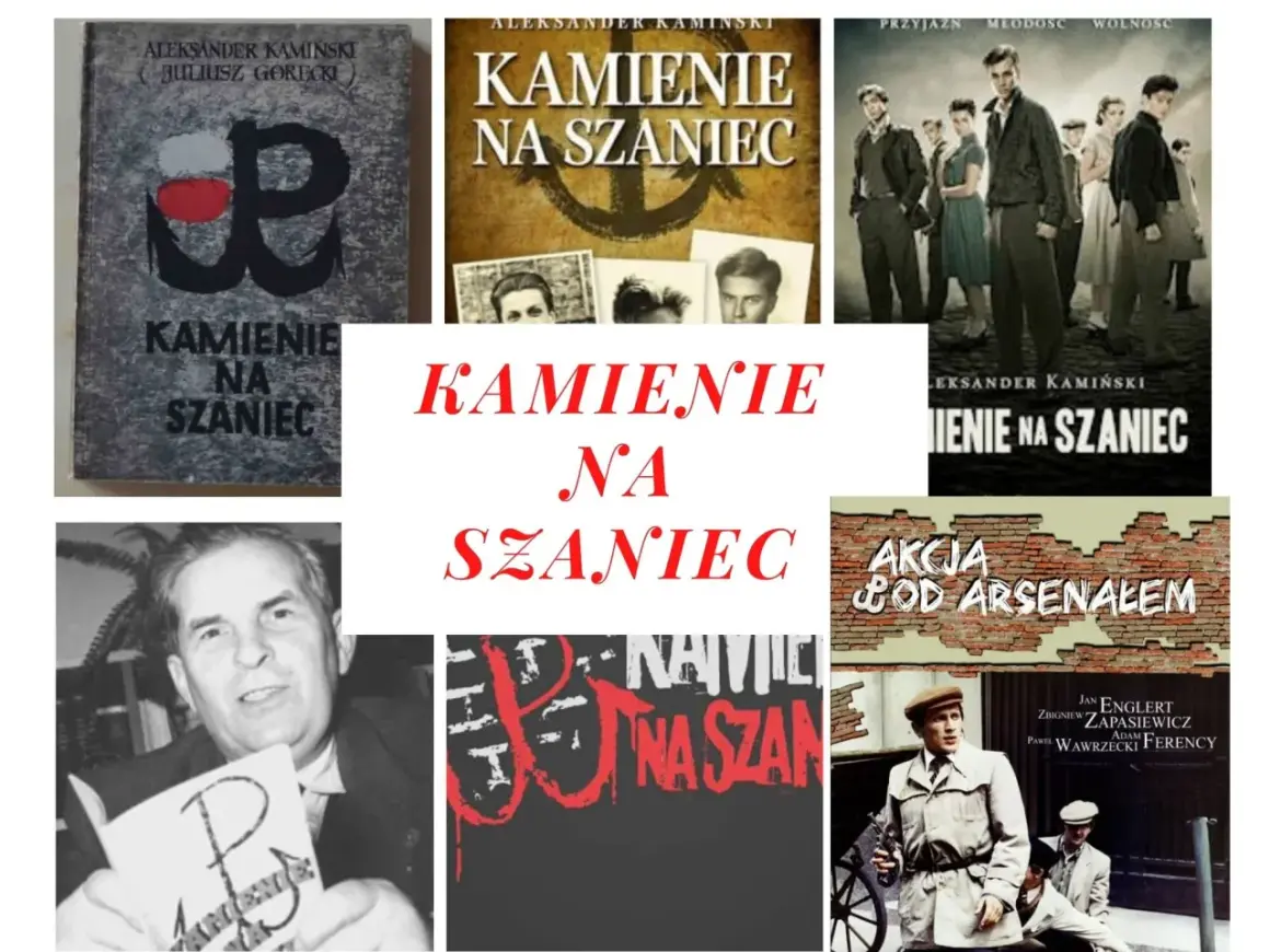 Książka "Kamienie na szaniec" i jej adaptacje filmowe, opowiadające o akcjach dywersyjnych Szarych Szeregów.