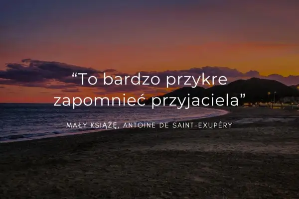 Zachód słońca nad morzem. Cytat o przyjaźni: "To bardzo przykre zapomnieć przyjaciela".