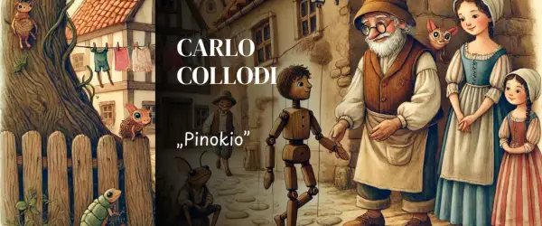 Szczegółowe streszczenie Pinokia: Dziadek Geppetto, Pinokio, Wróżka i inne postacie z bajki.