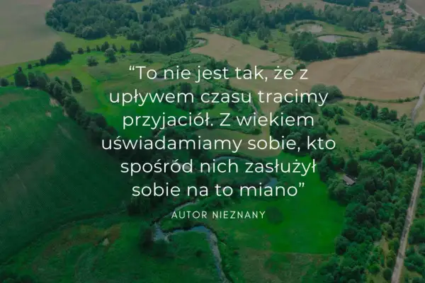 Wzruszające słowa dla przyjaciela: z wiekiem doceniamy tych, którzy zasłużyli na miano prawdziwych przyjaciół. Krajobraz pól i lasów.